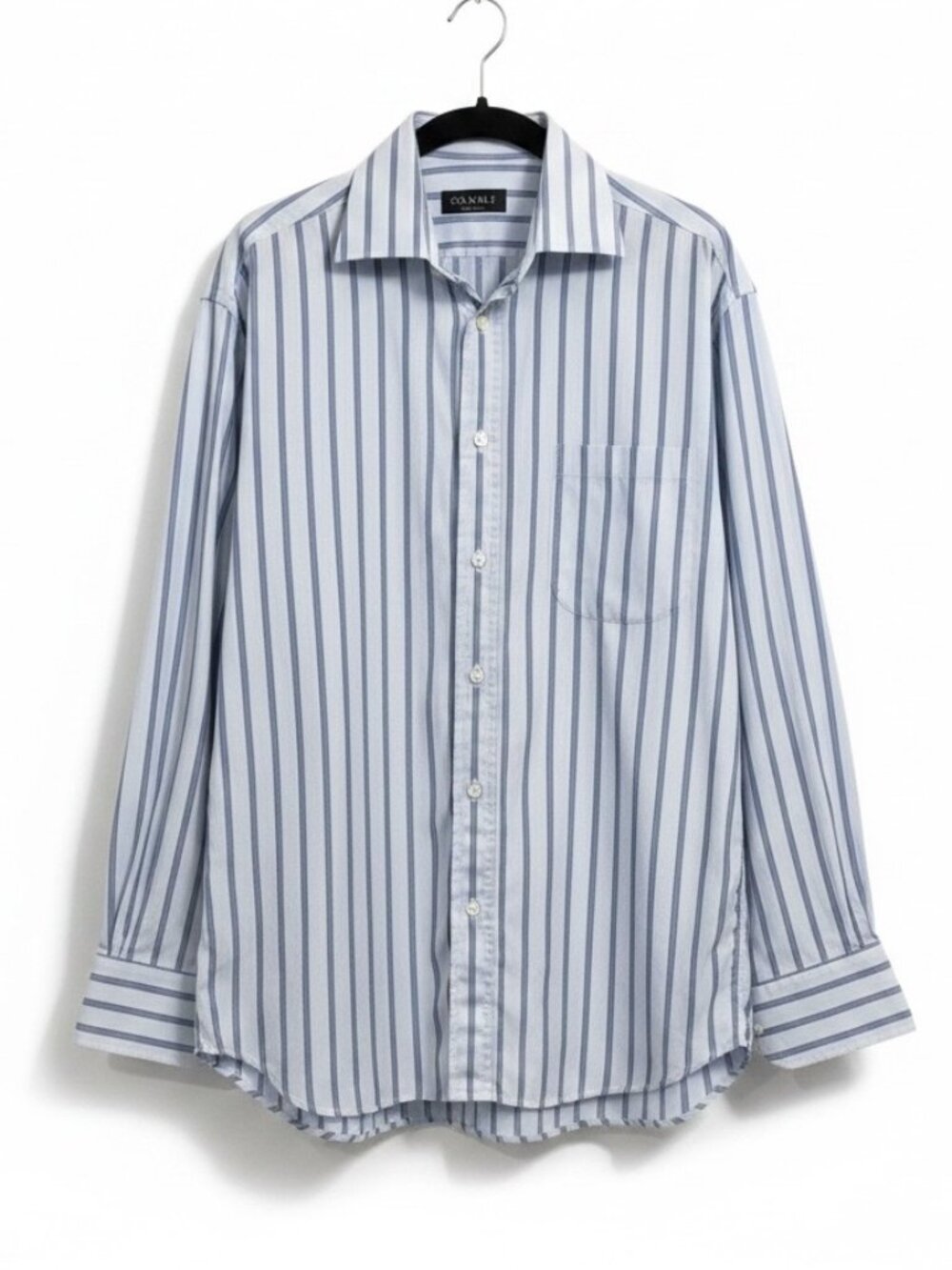 Canali Men’s Dress Shirt 15.5 39 Blue Stripe Italian Designer Luxury Italy Made